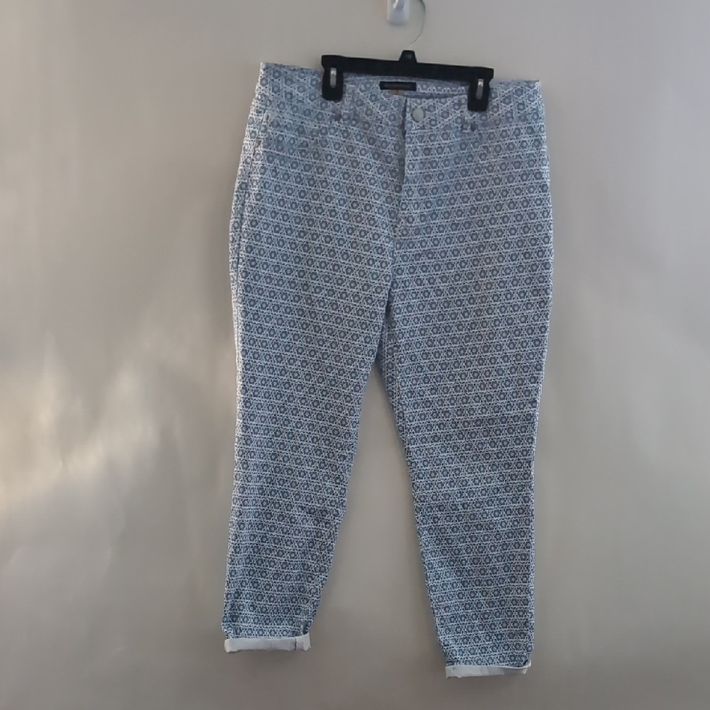 British Khaki Blue Patterned Pants Size 16